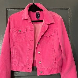 Bright pink corduroy cropped jackets. Woman sized Medium